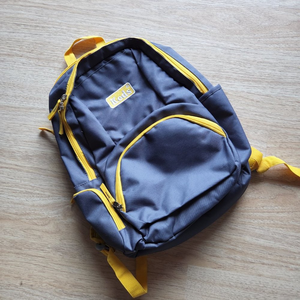 Keds Backpack Zipper Pocket Nylon Grey Yellow Unisex 13"x18"x6"